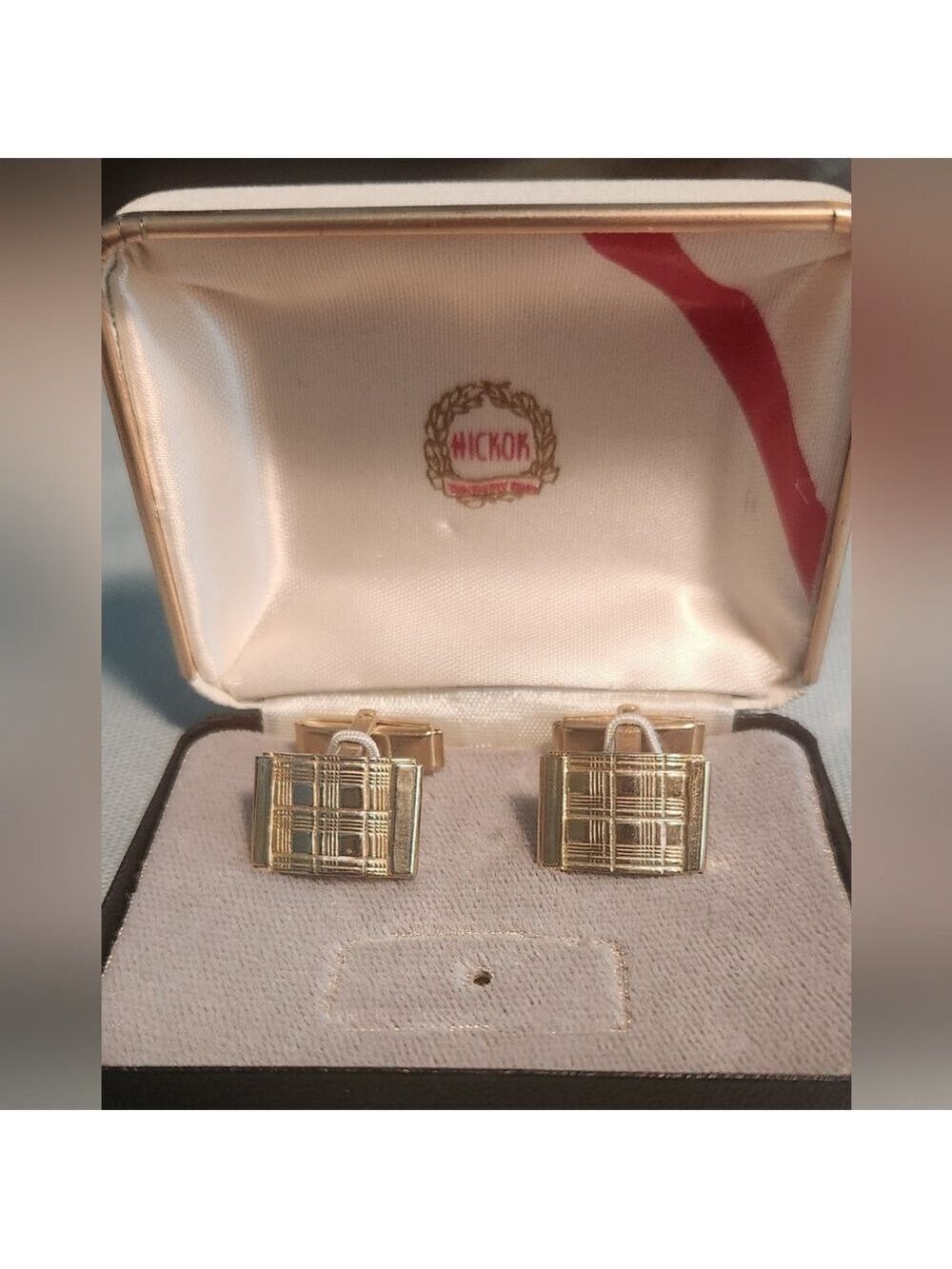 Vtg MCM Vintage Goldtone 10K RGP Cufflinks by Hadley USA
